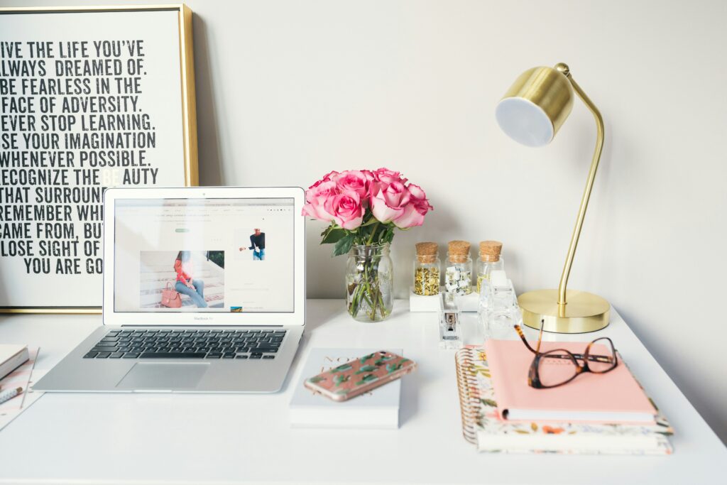 woman workspace, where she build self-confidence in her surroundings. 