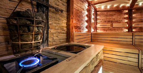 Sparkling hull luxury spa getaway saunas. 